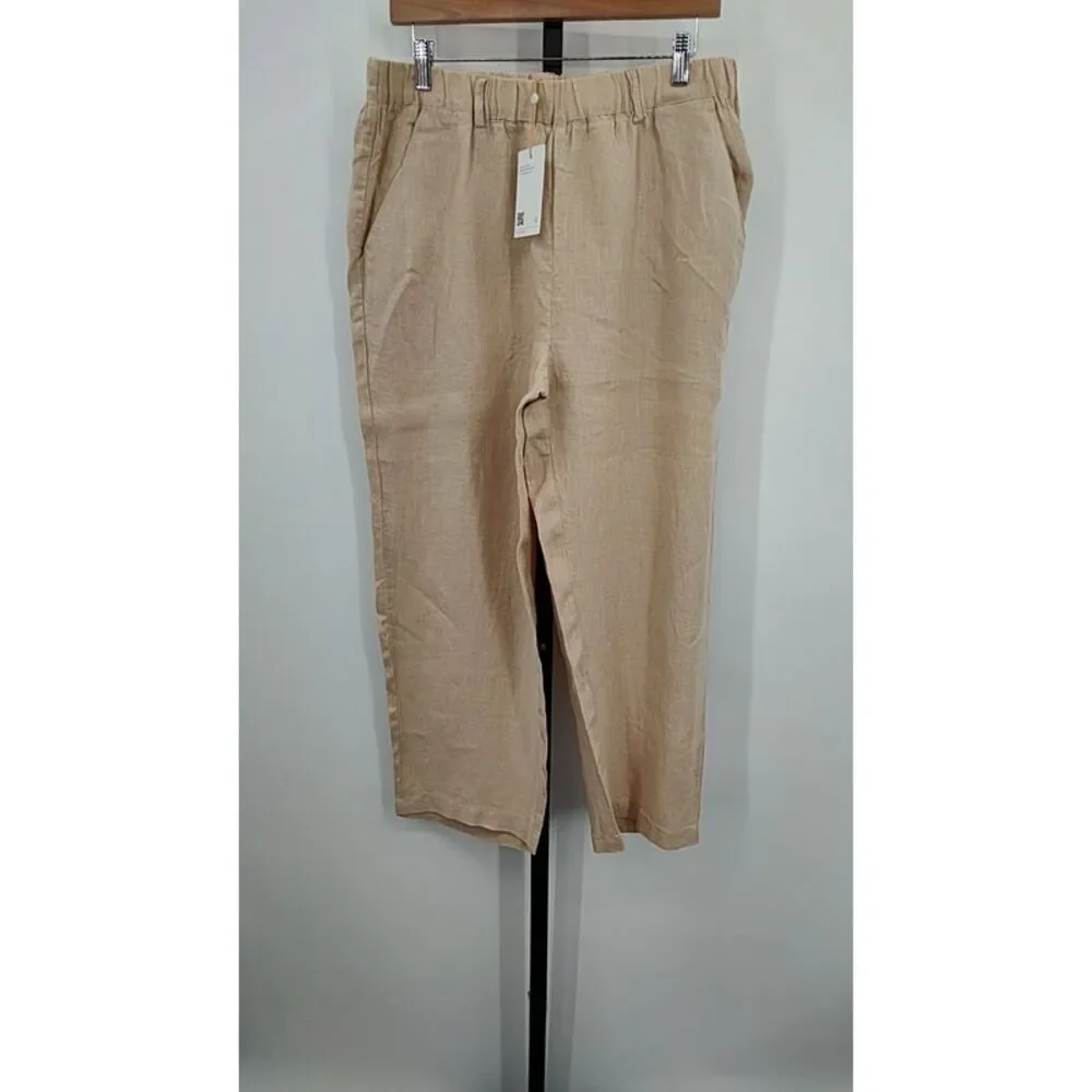 Quince Beige Linen-Blend Pull-On Pants